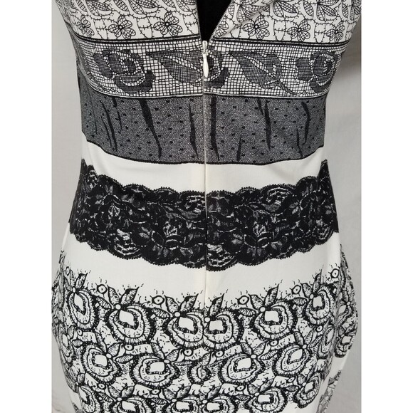 NWT - Kardashian Kollection Dress size L Bodycon Tattoo Style Vegas Black White - Picture 3 of 15